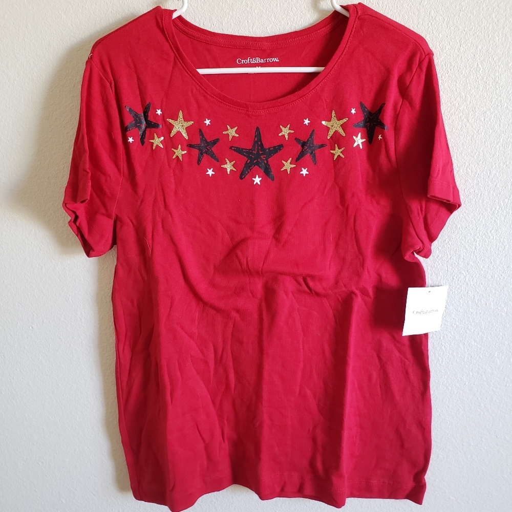 Croft & Barrow Red Graphic Tee